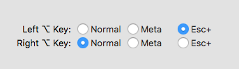 Left Option Key Settings