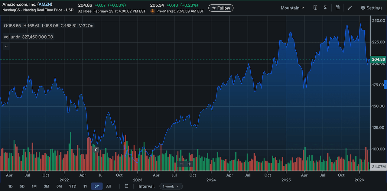 Amazon 5yr performance