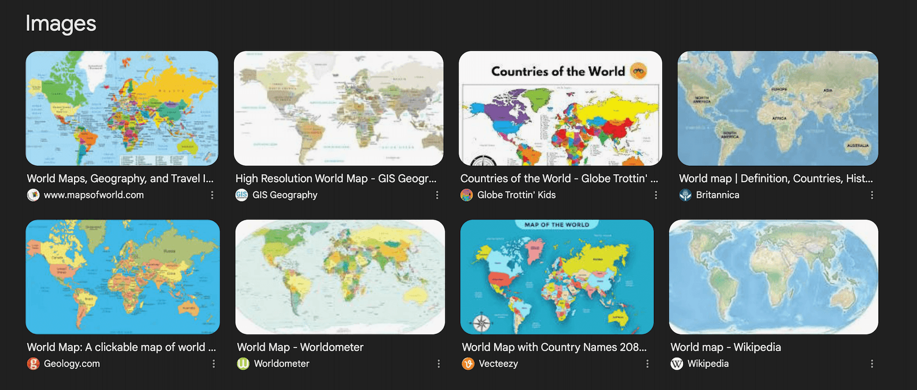 Map of the World — first image on Google