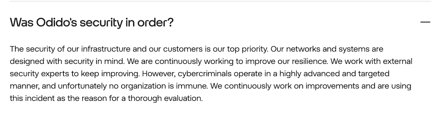 Ha ha! From Odido’s FAQ!